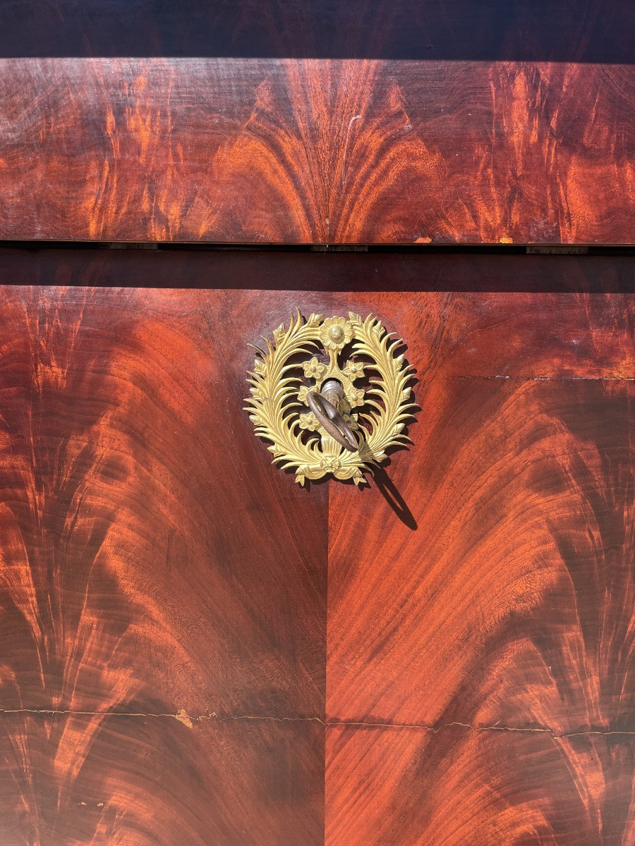 Empire Secretary With Constricted Columns, In Mahogany, 19th Century -photo-6