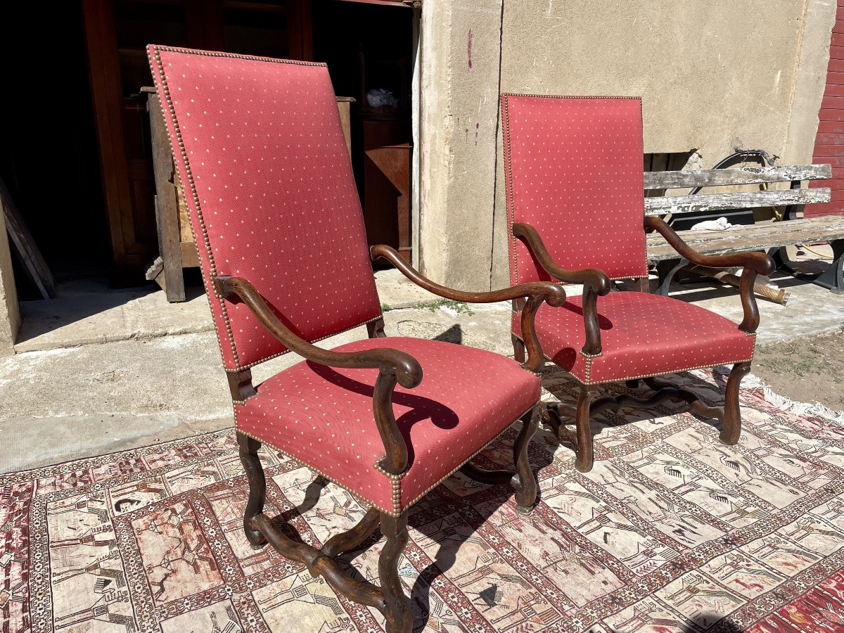 Pair Of Louis XIII Armchairs From The 17th Century -photo-4
