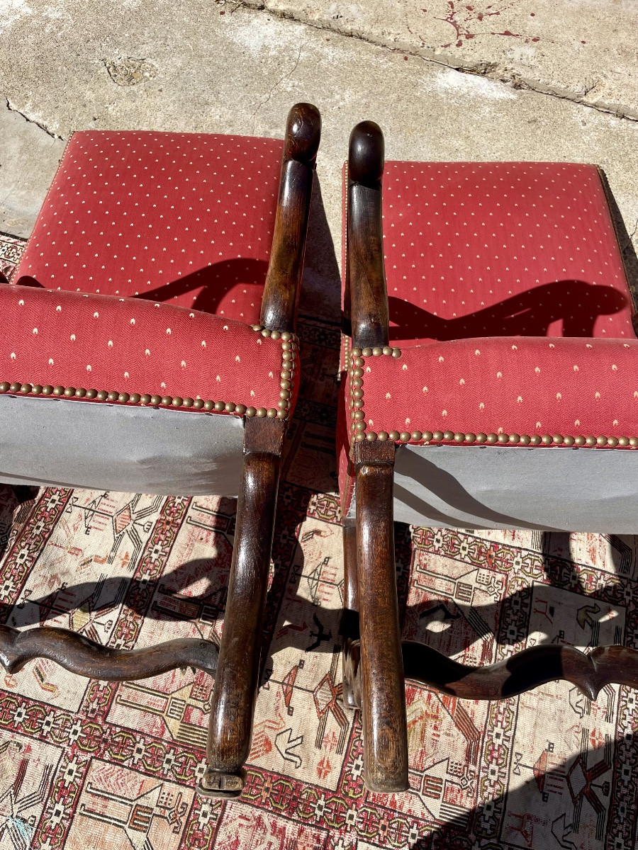 Pair Of Louis XIII Armchairs From The 17th Century -photo-3