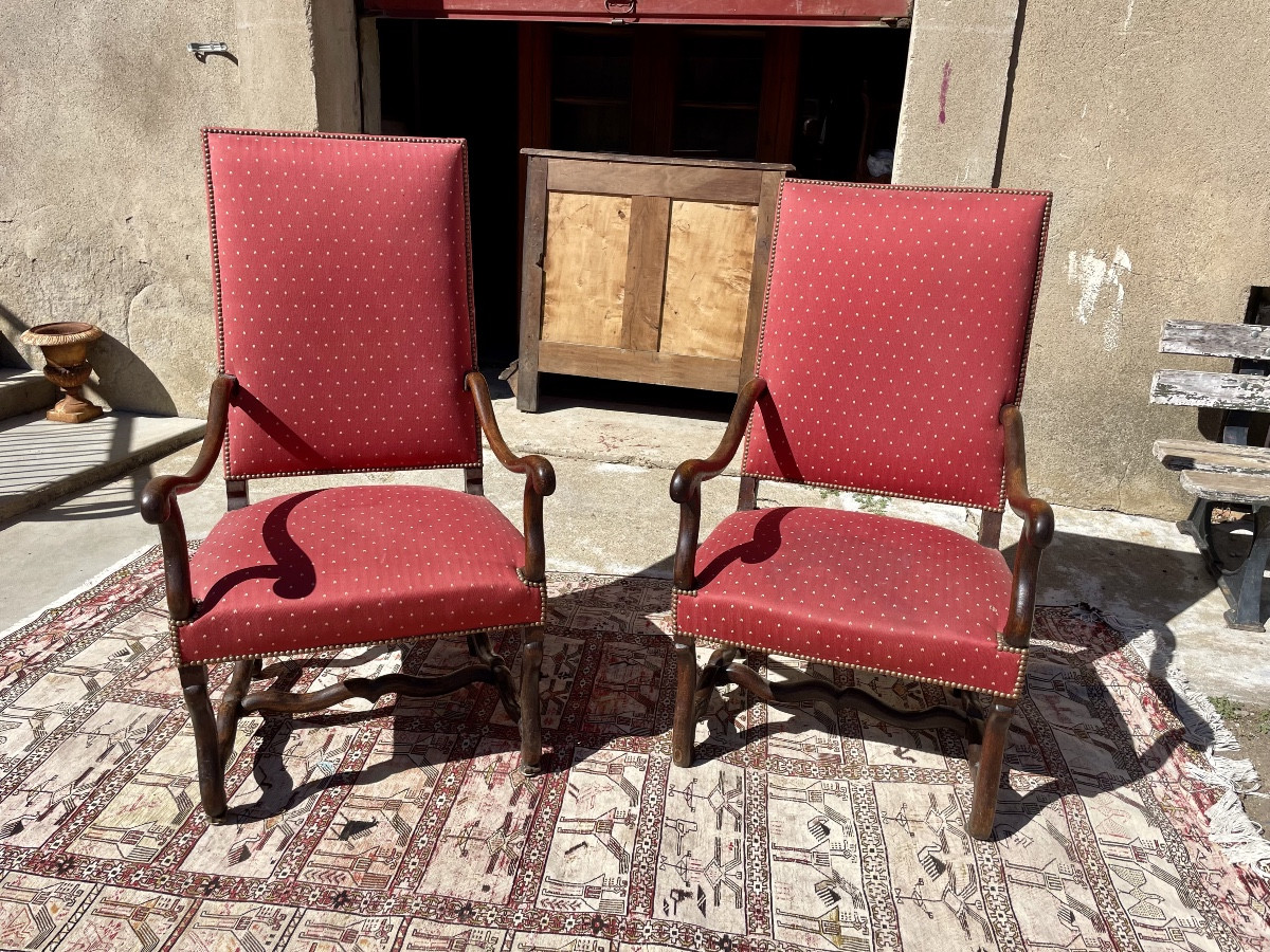 Pair Of Louis XIII Armchairs From The 17th Century 