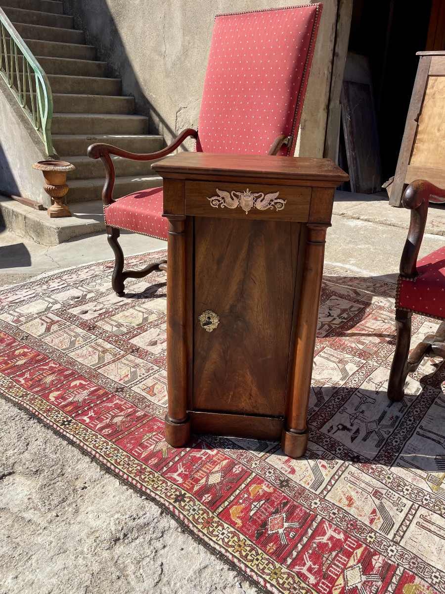 19th Century Empire Walnut Bedside Table -photo-2