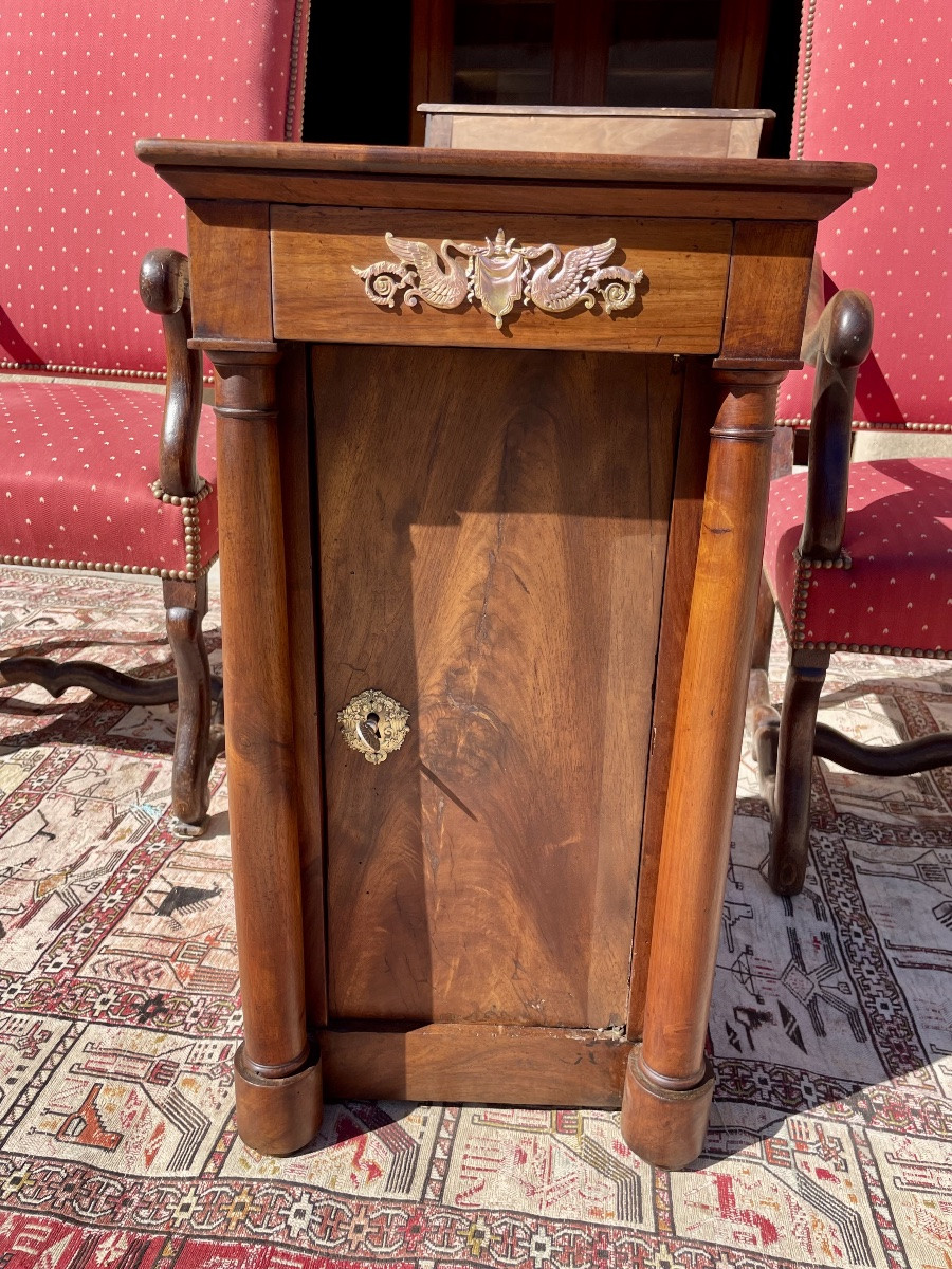 19th Century Empire Walnut Bedside Table -photo-4