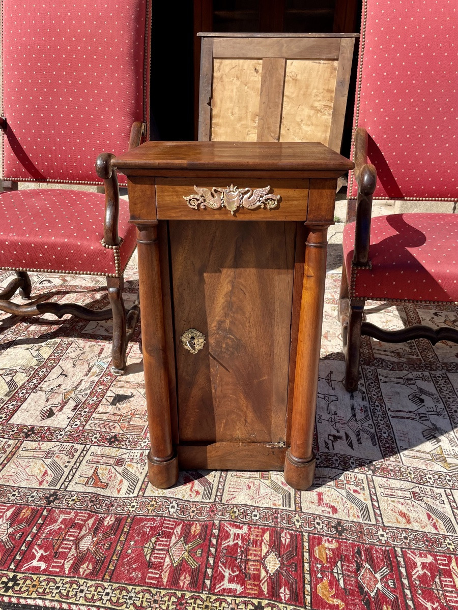 19th Century Empire Walnut Bedside Table -photo-3