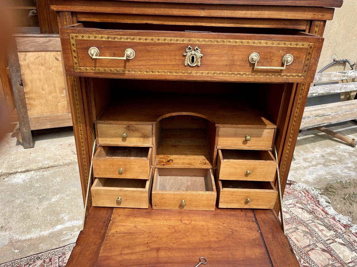 Secrétaire Louis XVI en noyer, d époque XVIIIEM siècle -photo-7