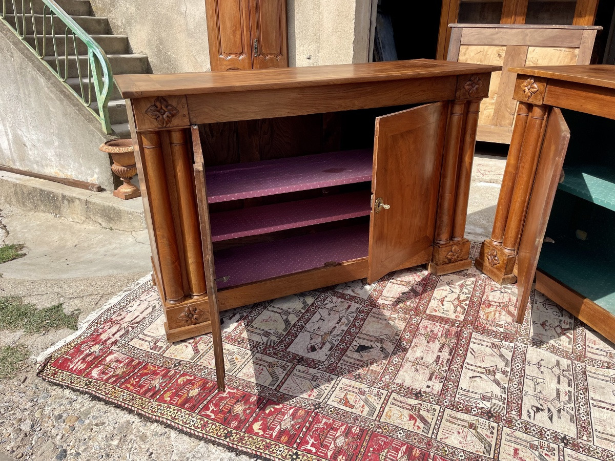 Pair Of Low Walnut Sideboards, 1900s Period.-photo-2