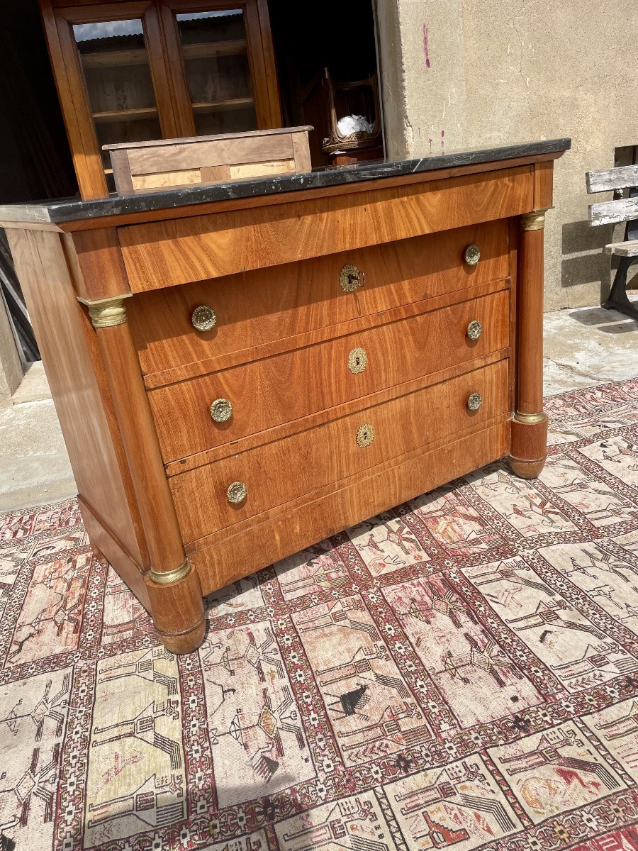 Commode empire en noyer, d époque XIXÉM siècle -photo-5