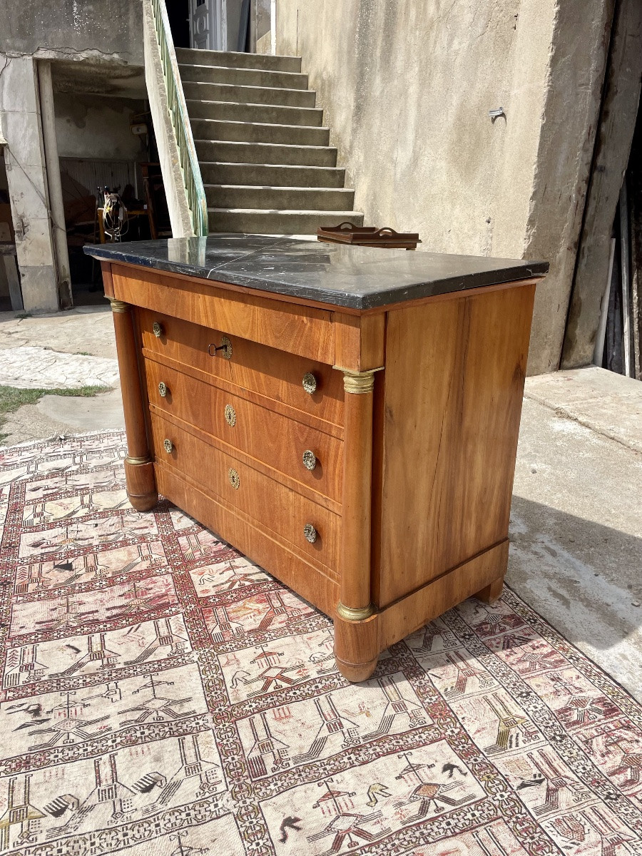 Commode empire en noyer, d époque XIXÉM siècle -photo-8