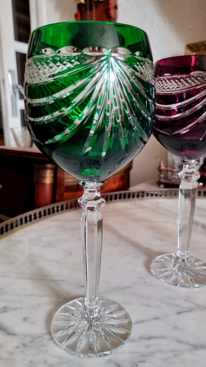 Set Of Bohemian Cut Crystal Glasses, 20th Century -photo-3
