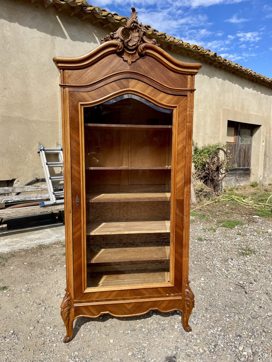 Bibliothèque vitrine de style Louis XV et n noyér d epoque XIXE siècle -photo-6