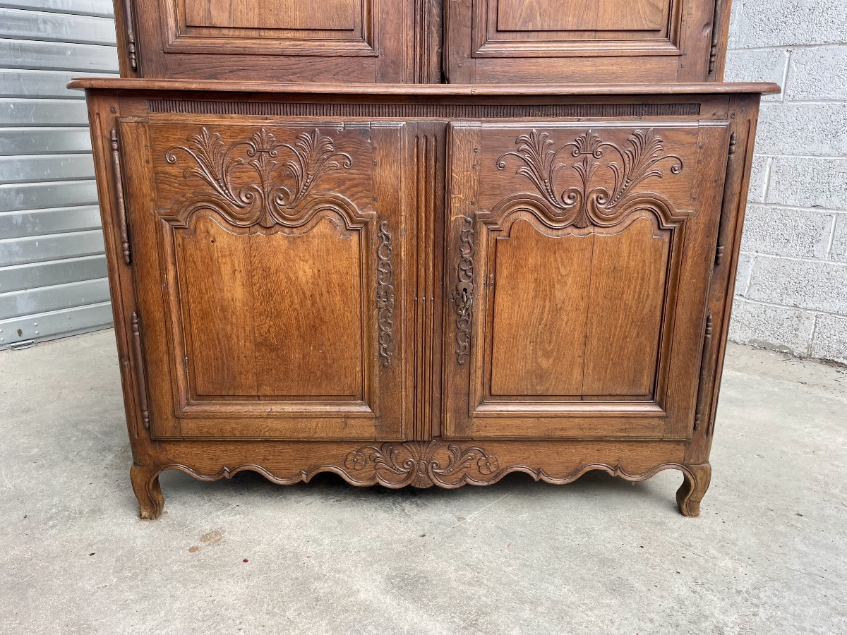 Buffet, deux, corps Louis XV, en chêne d époque XVIIIEM siècle -photo-2