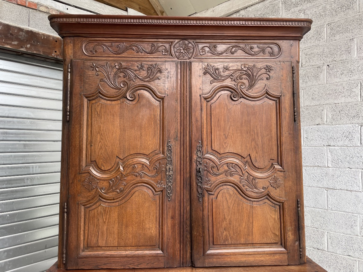 Buffet, deux, corps Louis XV, en chêne d époque XVIIIEM siècle -photo-3