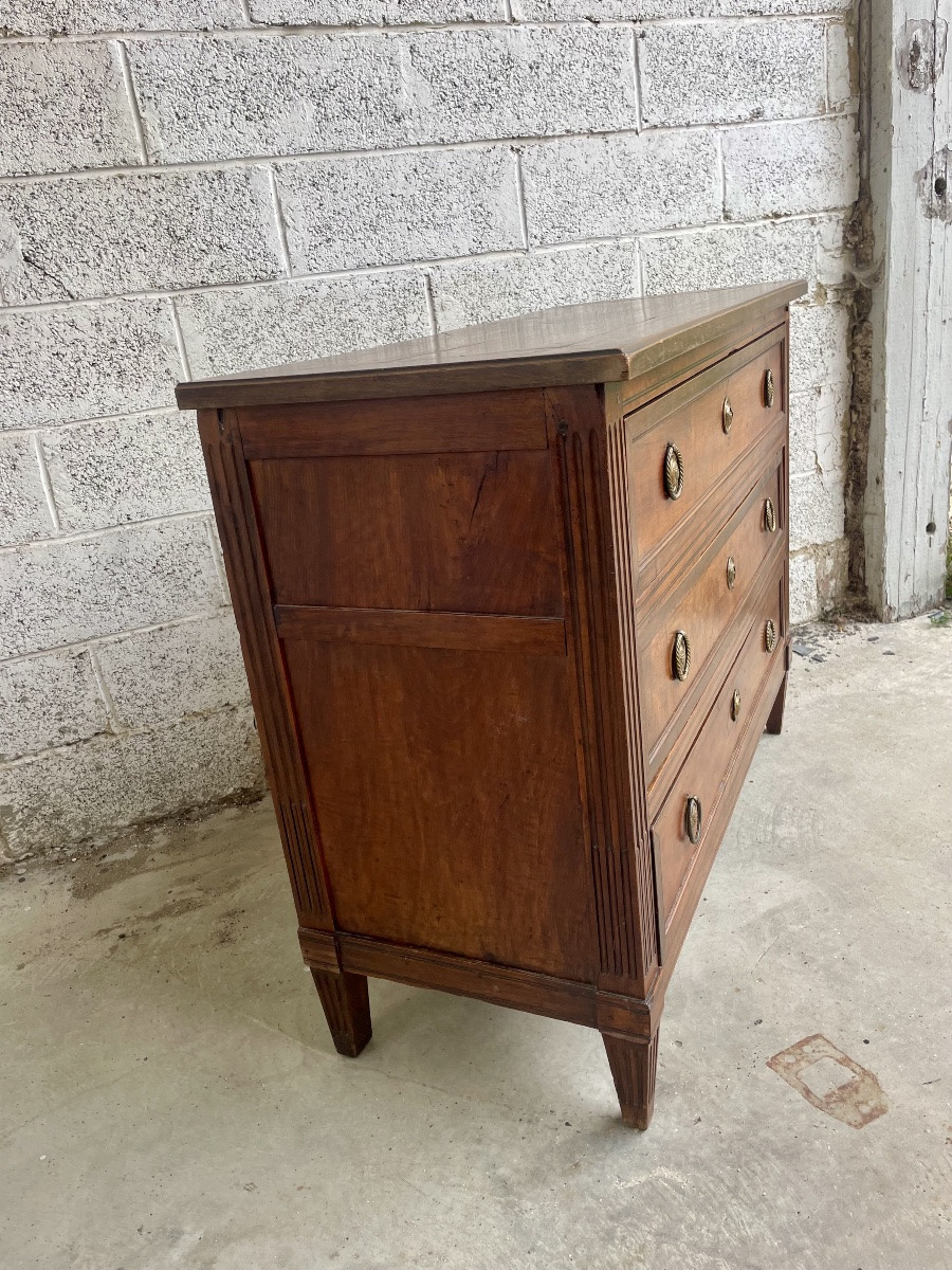 Commode Louis XVI, en noyer d époque XVIIIEM siècle -photo-3