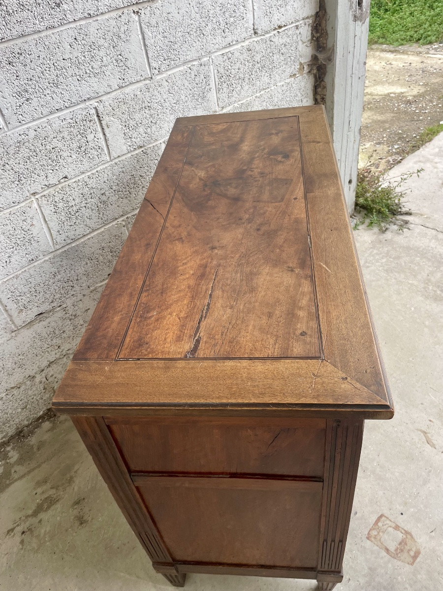 Commode Louis XVI, en noyer d époque XVIIIEM siècle -photo-4