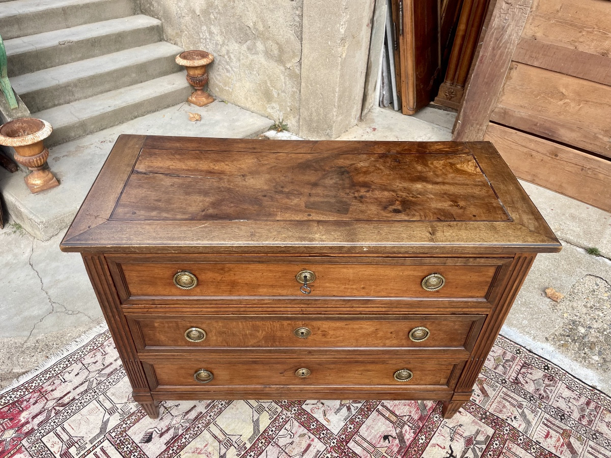 Commode Louis XVI, en noyer d époque XVIIIEM siècle -photo-4