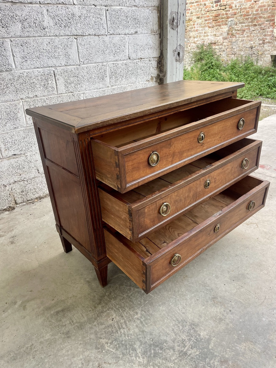 Commode Louis XVI, en noyer d époque XVIIIEM siècle -photo-2