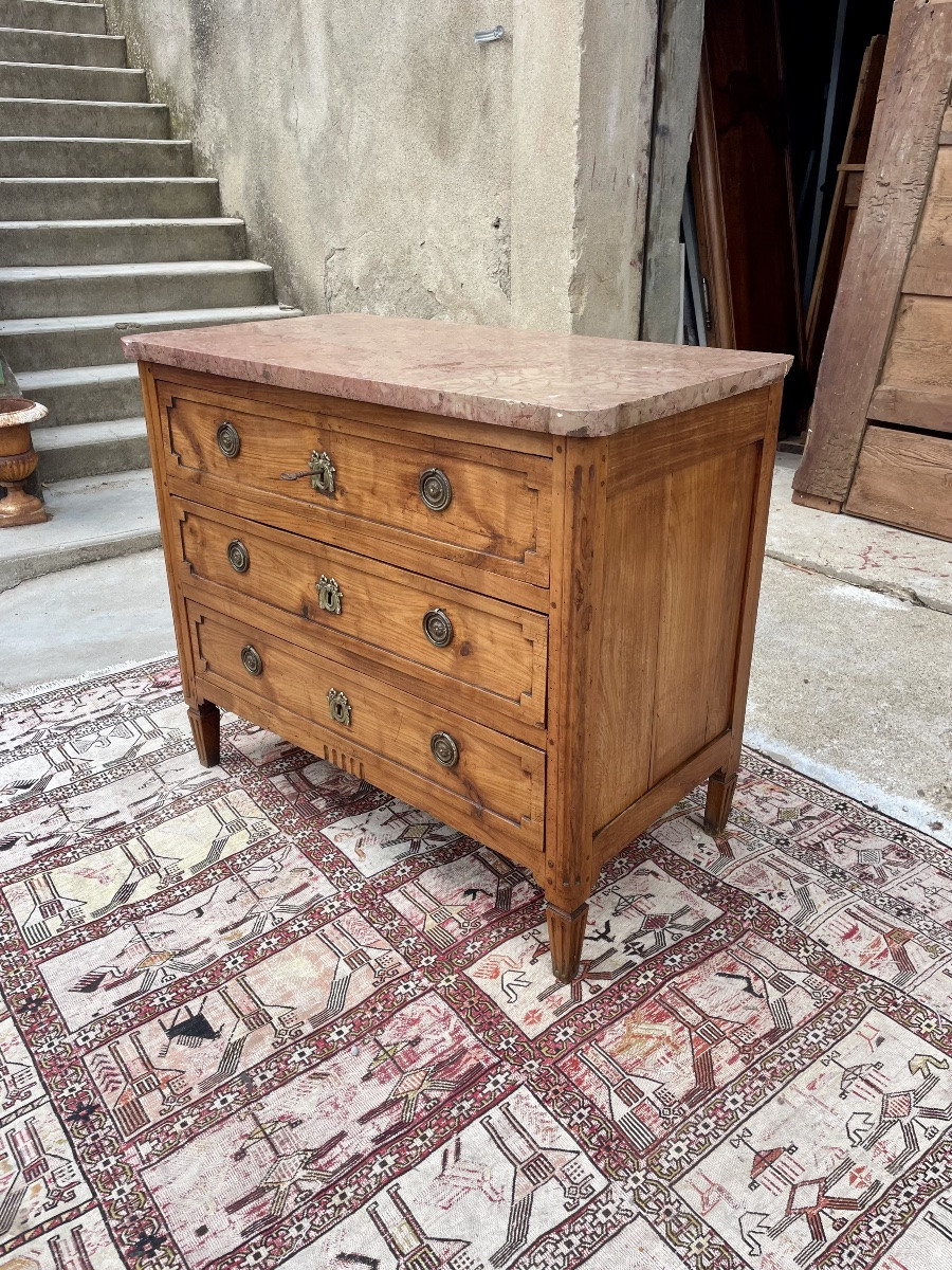 Louis XVI Chest Of Drawers In Solid Walnut From The 18th Century -photo-2