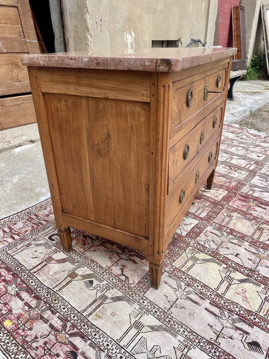 Louis XVI Chest Of Drawers In Solid Walnut From The 18th Century -photo-2