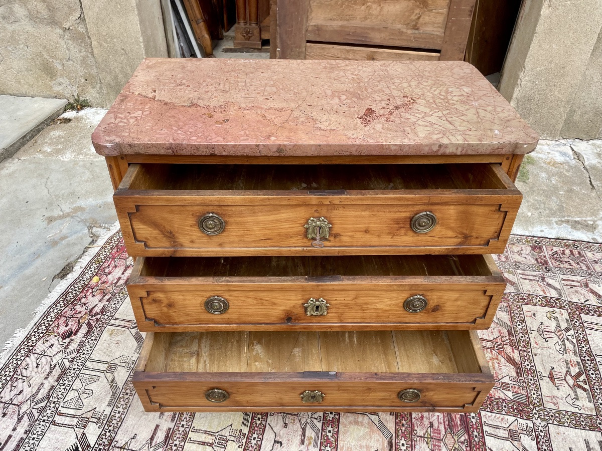 Louis XVI Chest Of Drawers In Solid Walnut From The 18th Century -photo-3