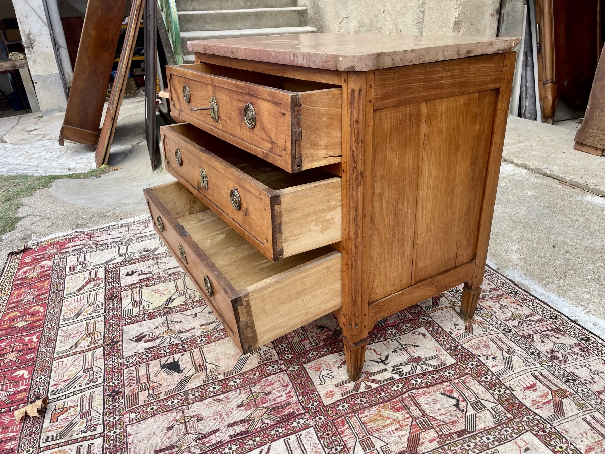 Louis XVI Chest Of Drawers In Solid Walnut From The 18th Century -photo-4