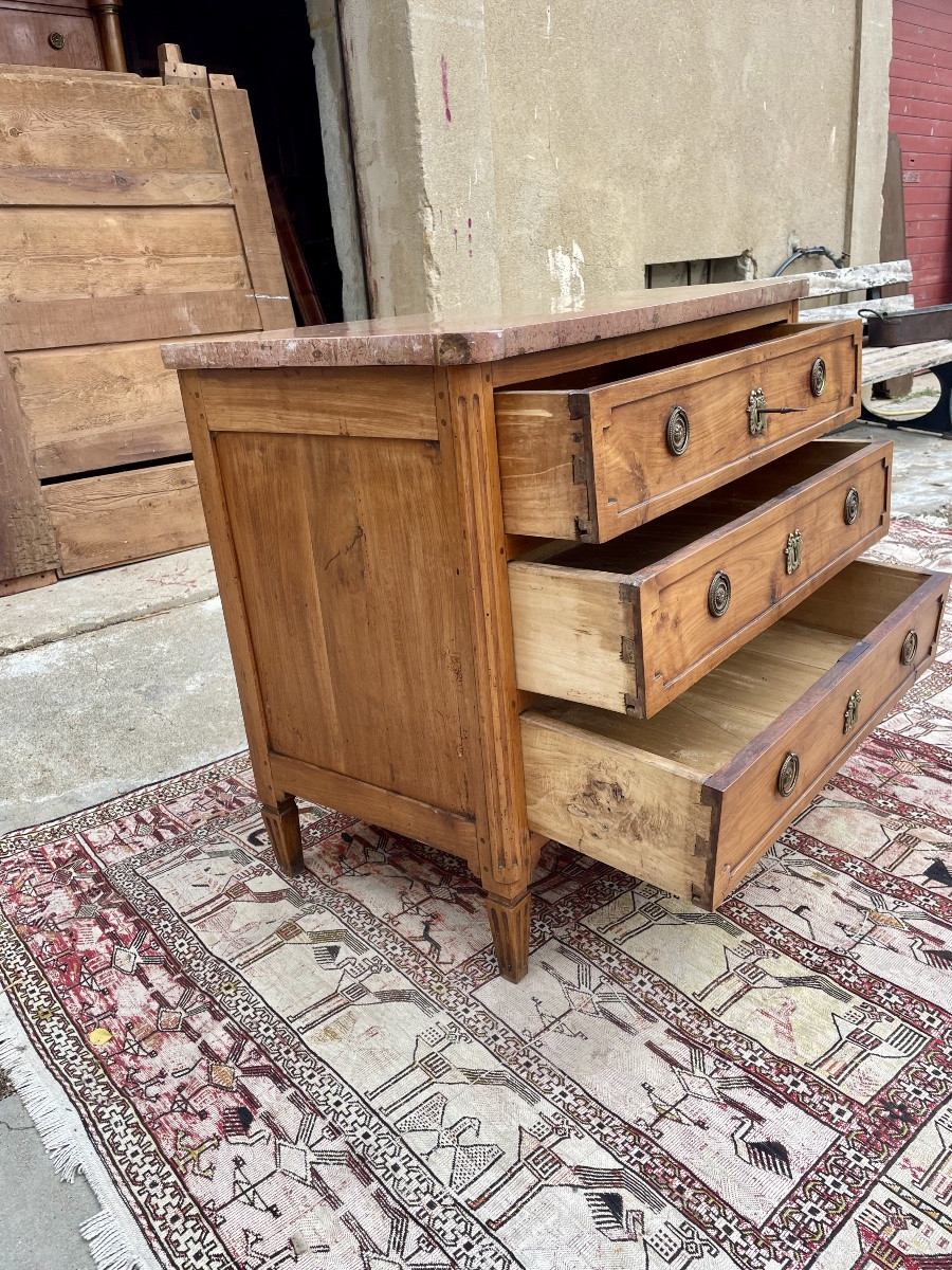 Louis XVI Chest Of Drawers In Solid Walnut From The 18th Century -photo-5
