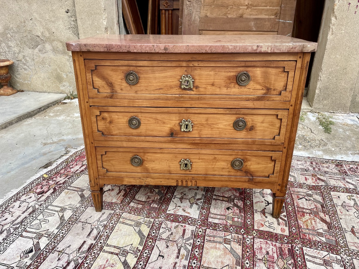 Louis XVI Chest Of Drawers In Solid Walnut From The 18th Century -photo-6