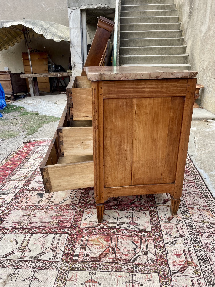 Louis XVI Chest Of Drawers In Solid Walnut From The 18th Century -photo-8