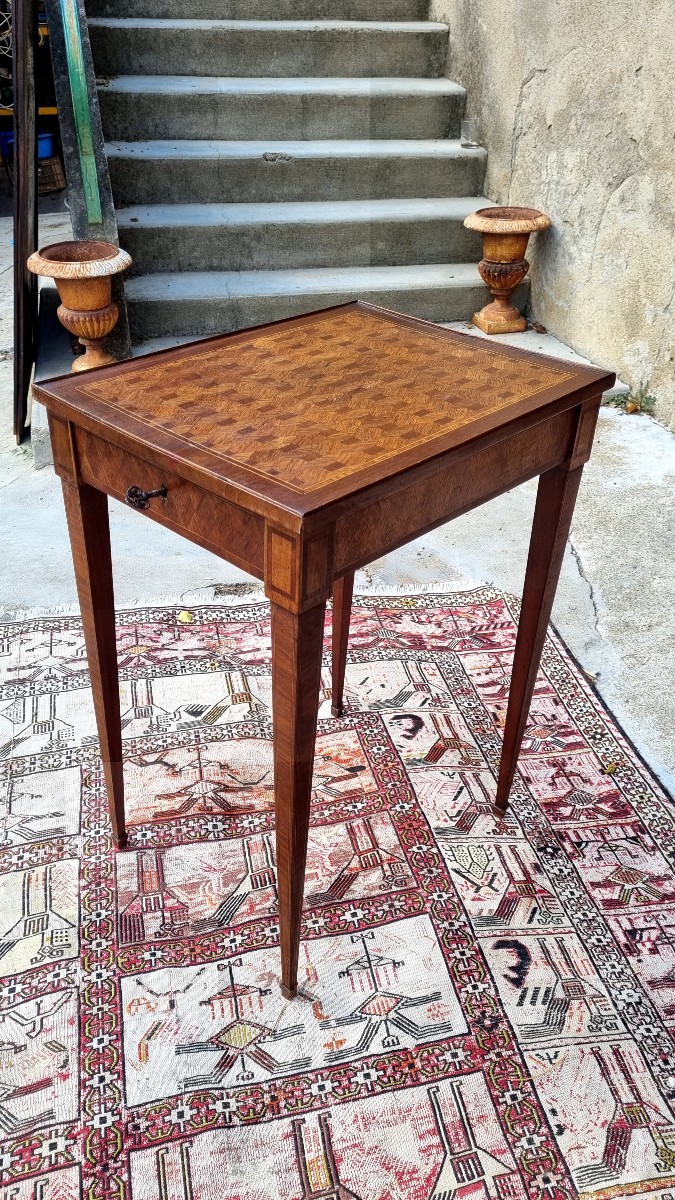 Small Louis XVI Writing Table, Inlaid And From The 18th Century-photo-2