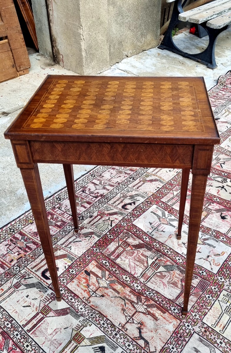 Small Louis XVI Writing Table, Inlaid And From The 18th Century-photo-3