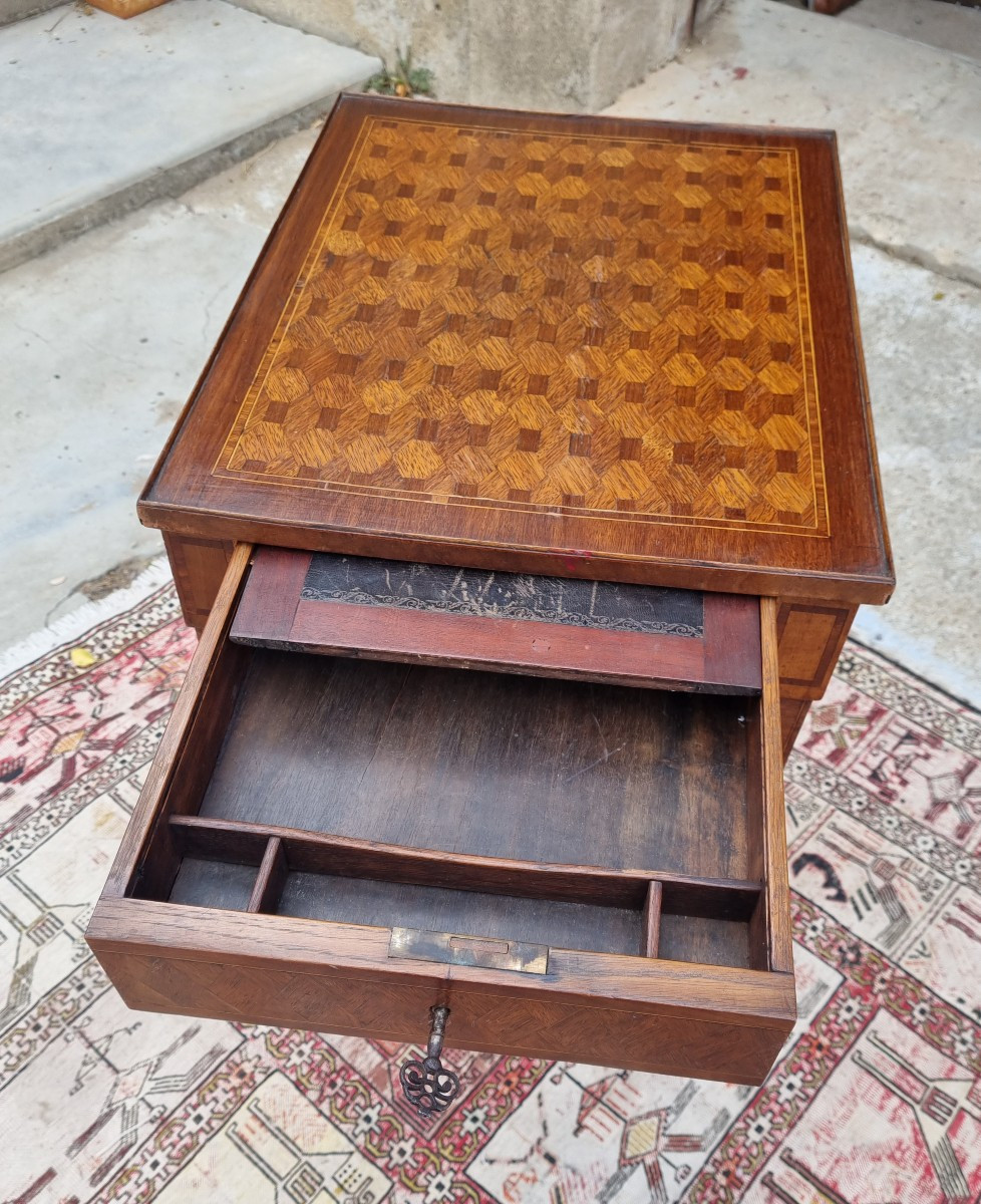 Small Louis XVI Writing Table, Inlaid And From The 18th Century-photo-4