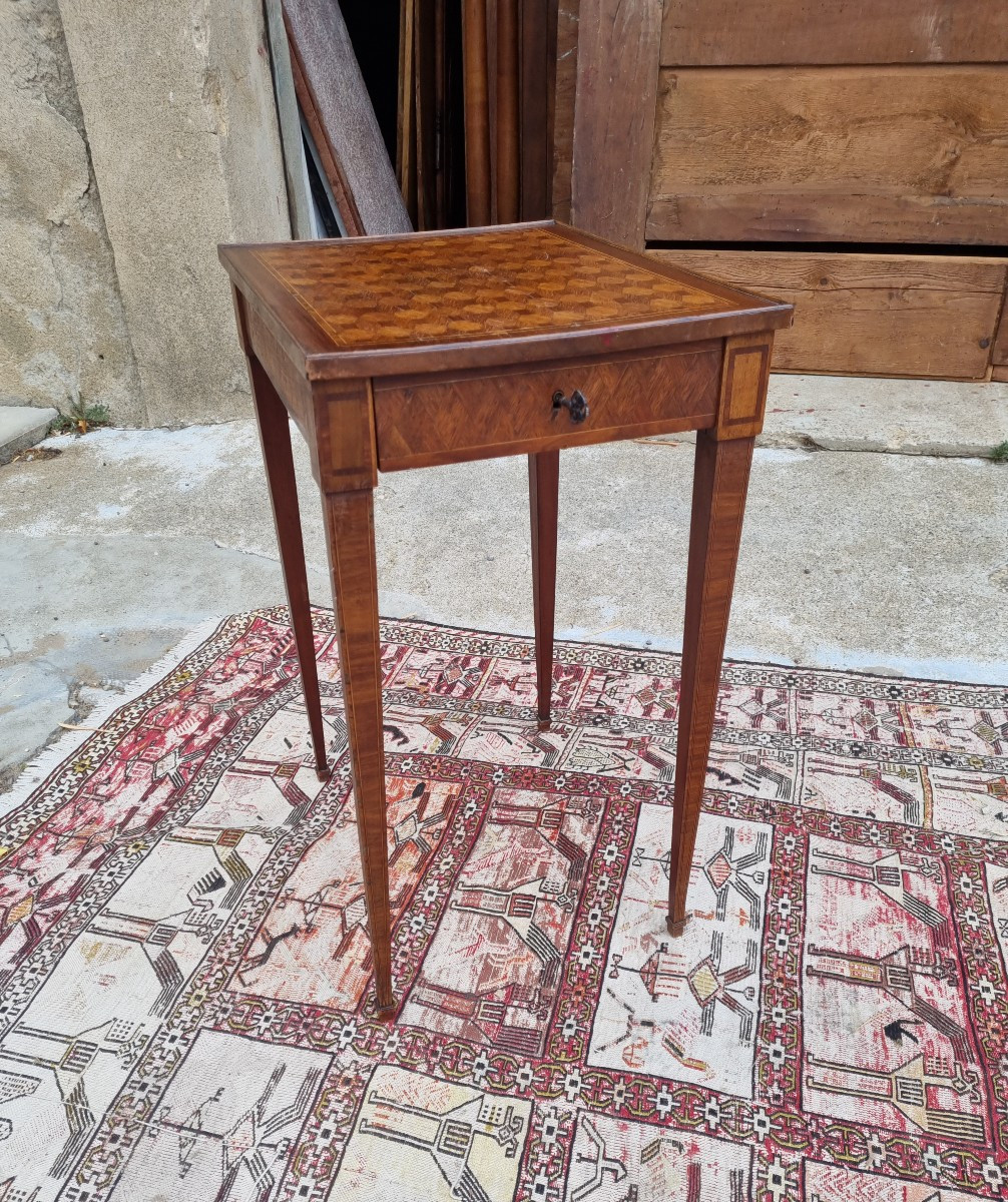 Small Louis XVI Writing Table, Inlaid And From The 18th Century-photo-5