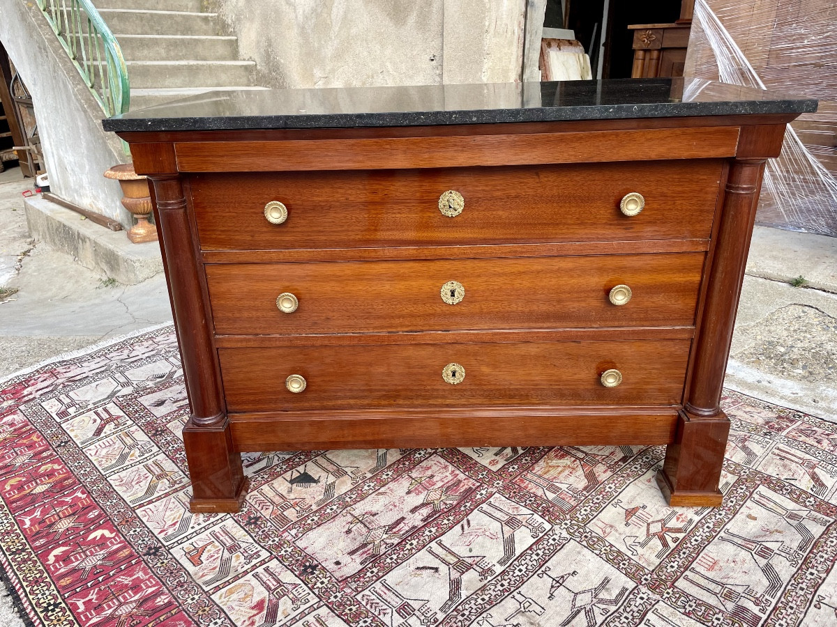 Empire Chest Of Drawers In Mahogany, 19th Century 