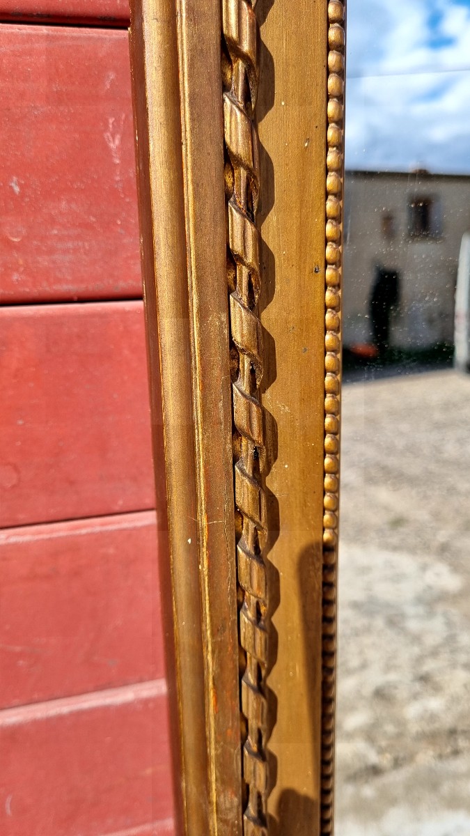 Miroir Louis XVI en bois doré epoque XIXé-photo-2