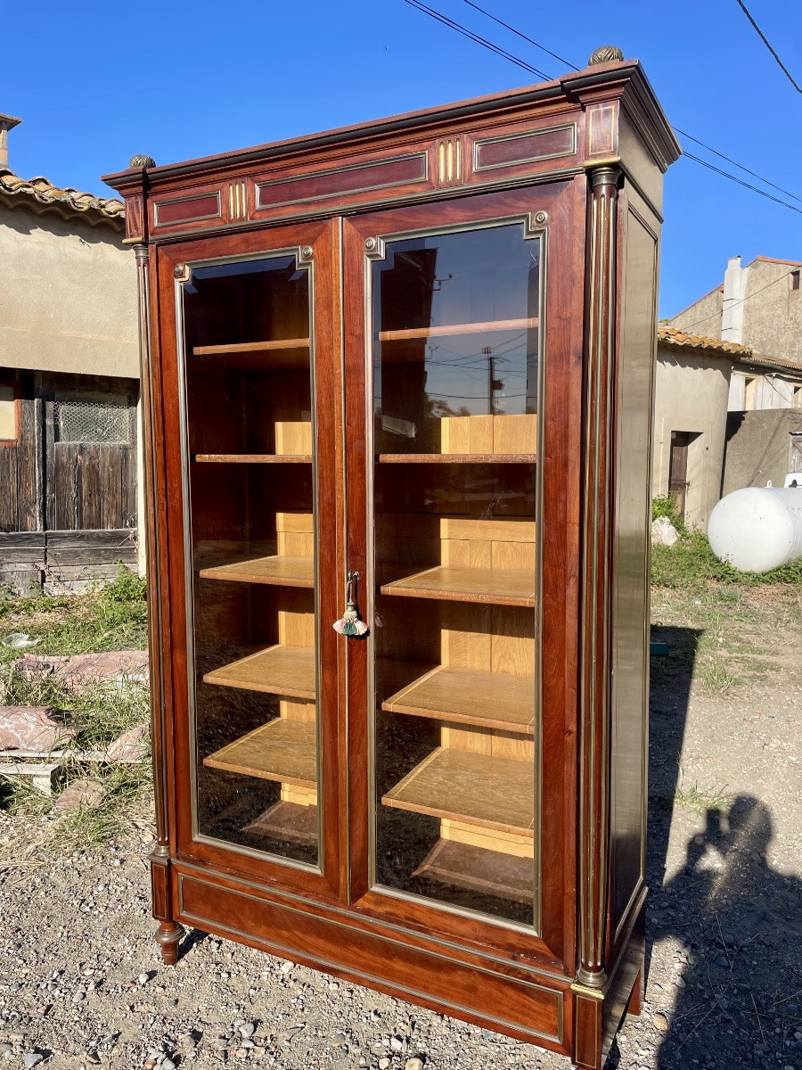 Bibliothèque vitrine Louis XVI en acajou D époque XIXÉM siècle -photo-2