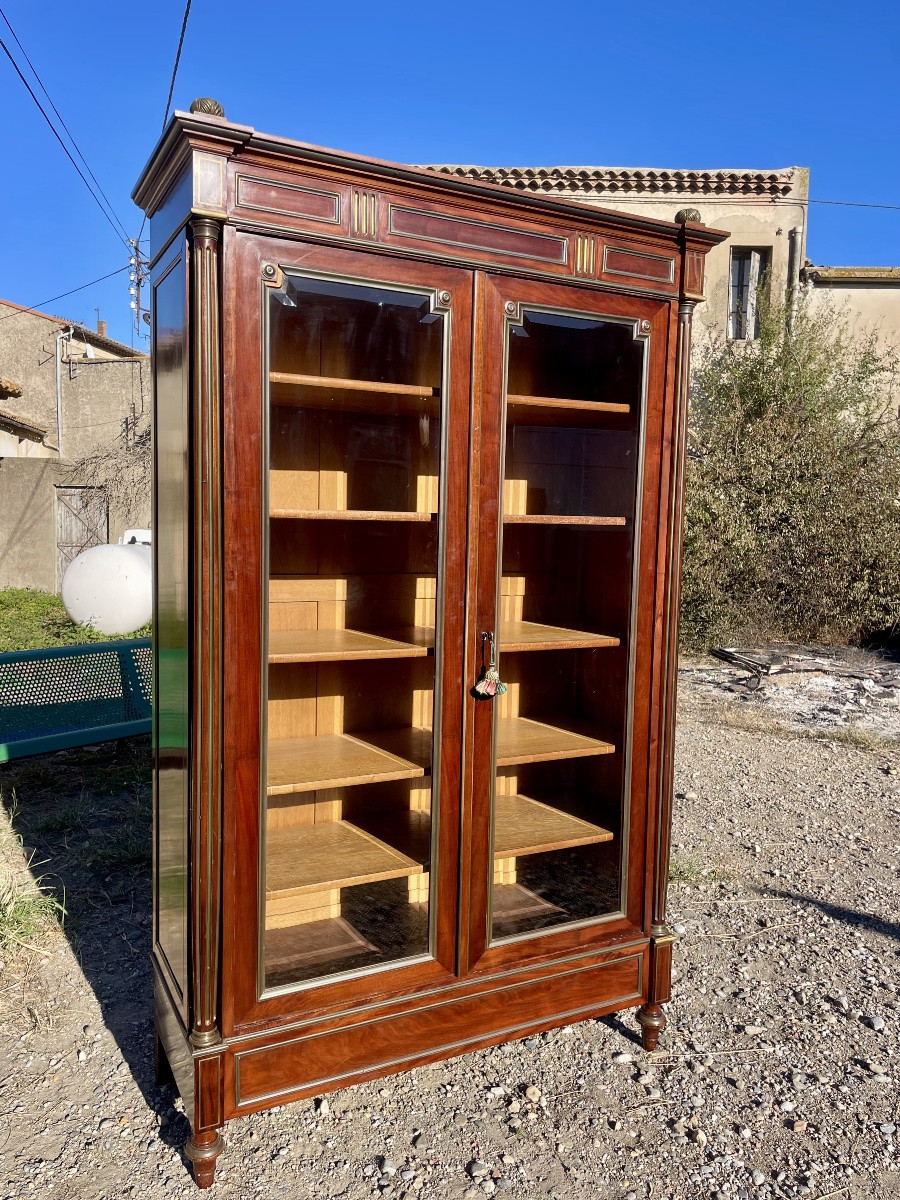Bibliothèque vitrine Louis XVI en acajou D époque XIXÉM siècle -photo-3