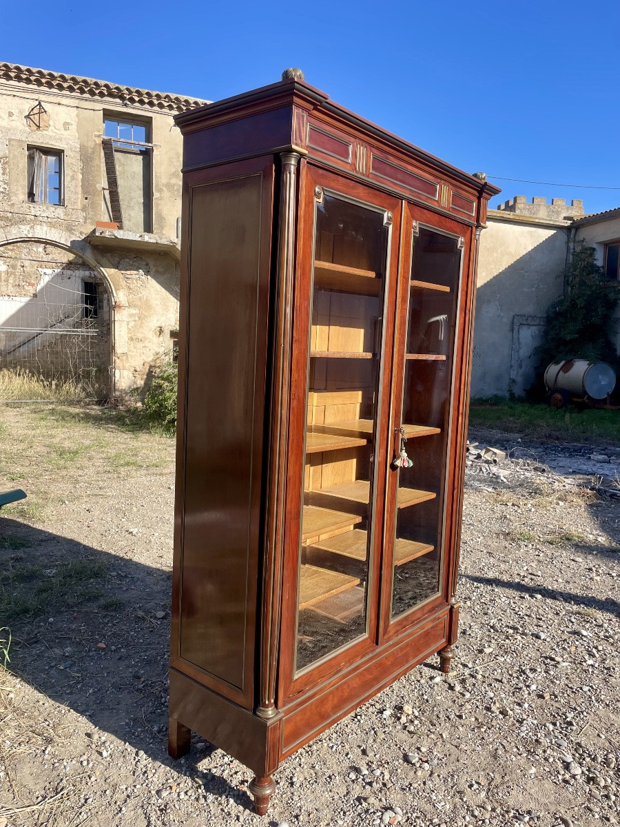 Bibliothèque vitrine Louis XVI en acajou D époque XIXÉM siècle -photo-4