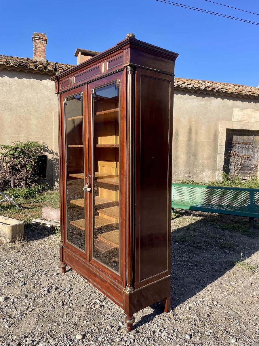 Bibliothèque vitrine Louis XVI en acajou D époque XIXÉM siècle -photo-3