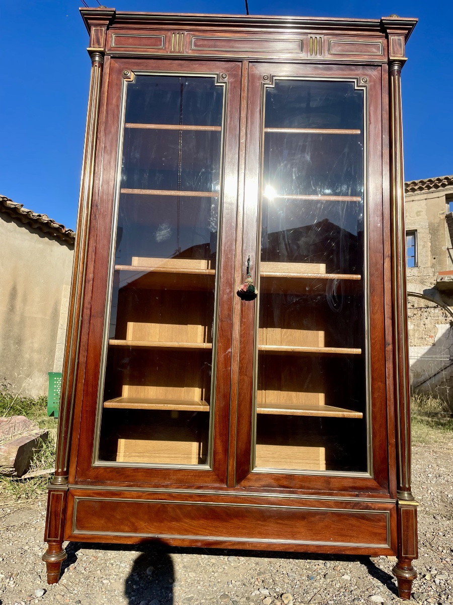 Bibliothèque vitrine Louis XVI en acajou D époque XIXÉM siècle -photo-4