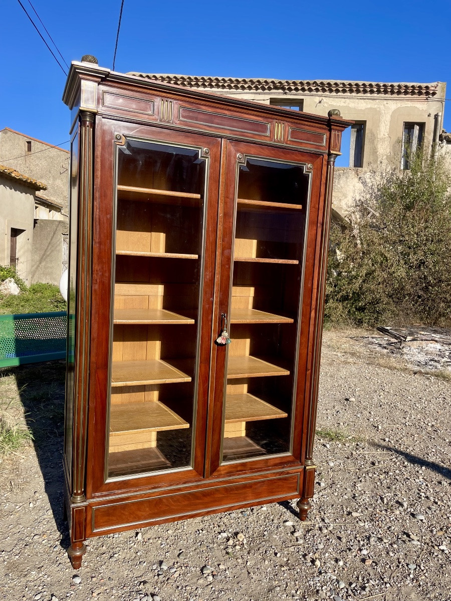Bibliothèque vitrine Louis XVI en acajou D époque XIXÉM siècle -photo-6