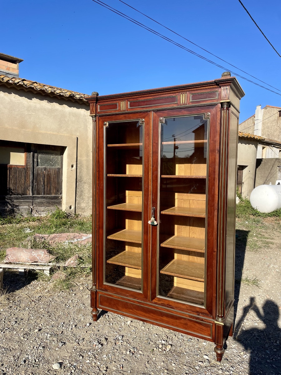 Bibliothèque vitrine Louis XVI en acajou D époque XIXÉM siècle 