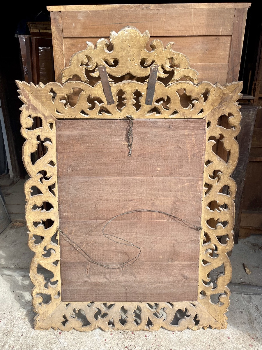 Miroir Louis XV, en bois doré d’époque XIXEm siècle -photo-2