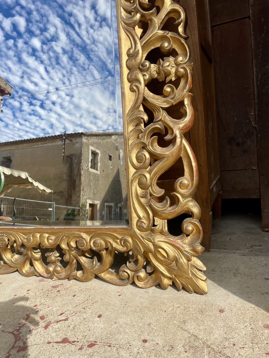 Miroir Louis XV, en bois doré d’époque XIXEm siècle -photo-7
