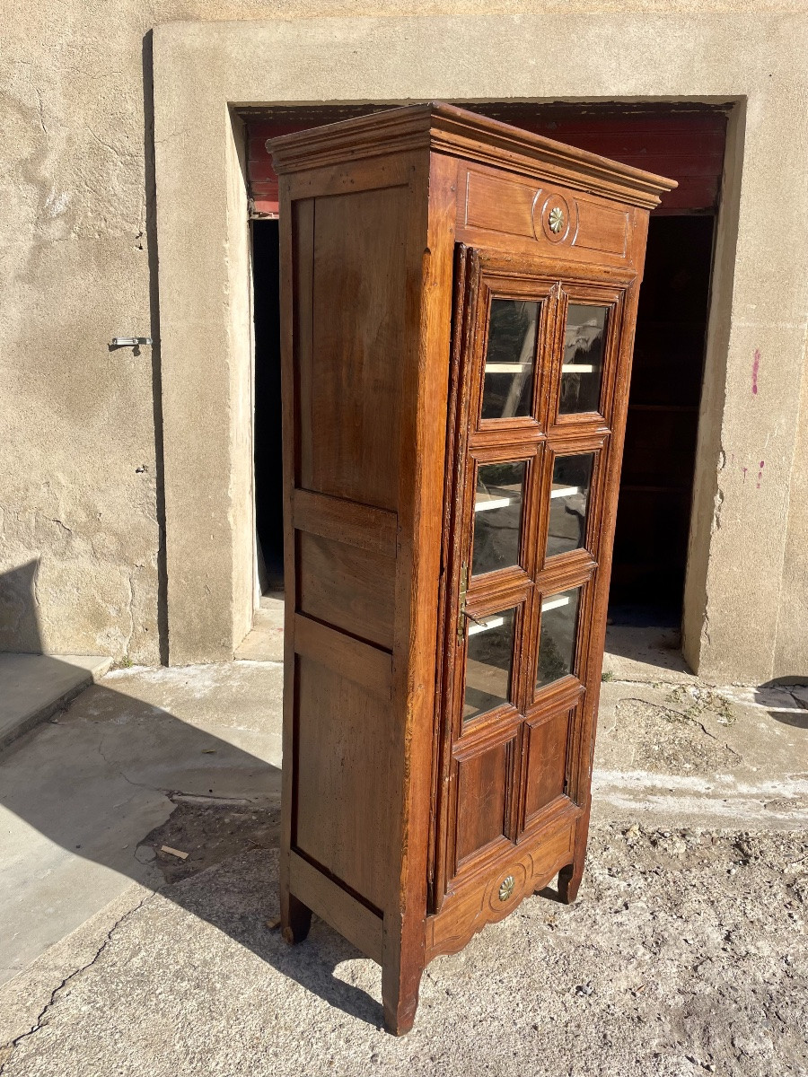 Bonnetiere louis XV vitrine en noyer, d époque XVIIIEM siècle -photo-4