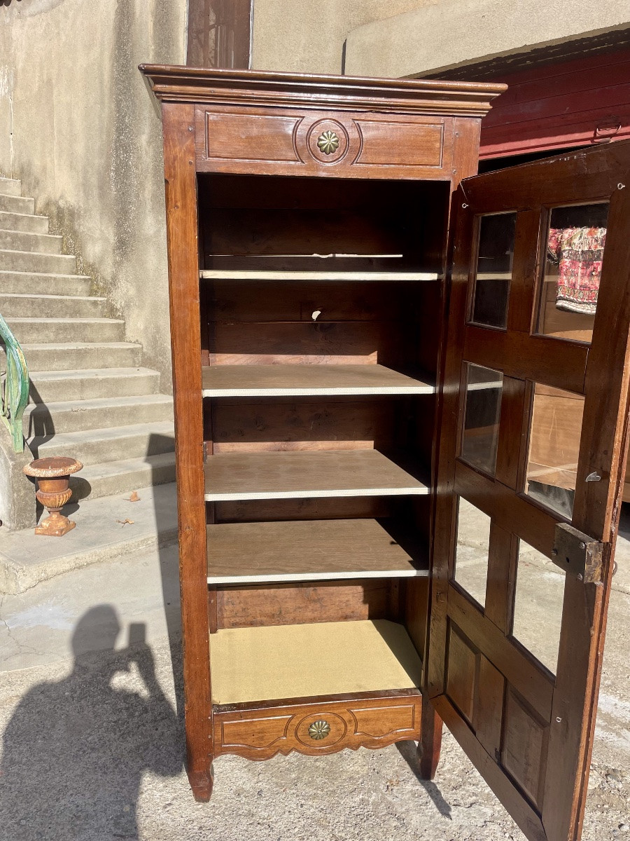 Bonnetiere louis XV vitrine en noyer, d époque XVIIIEM siècle -photo-3