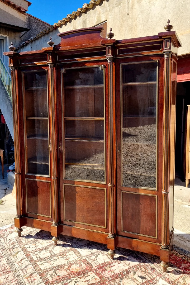 Louis XVI Bookcase, Three Doors, 19th Century-photo-3