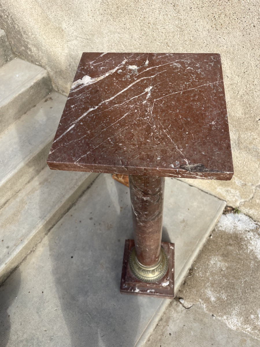 Colonne en marbre rouge du Languedoc D époque XIXÉM siècle -photo-1
