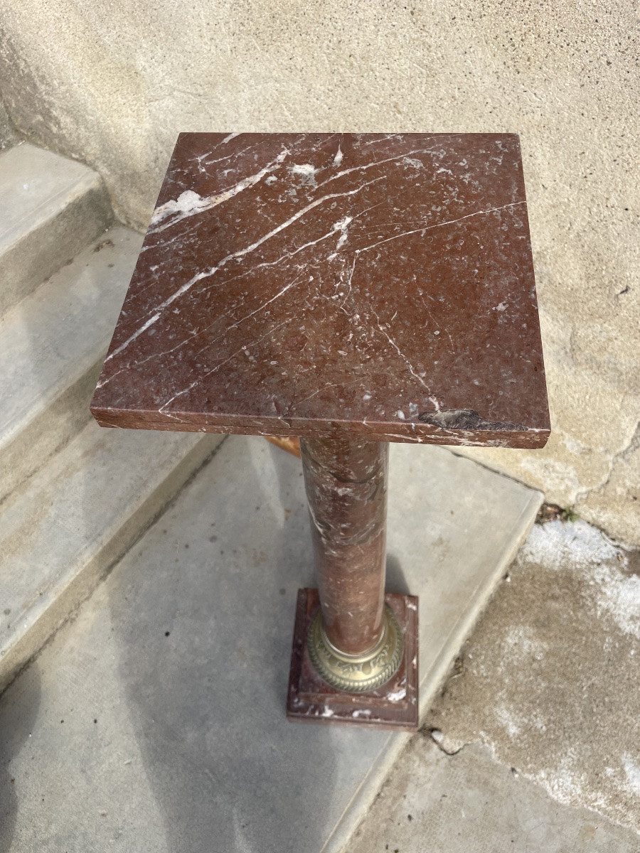 Colonne en marbre rouge du Languedoc D époque XIXÉM siècle -photo-2
