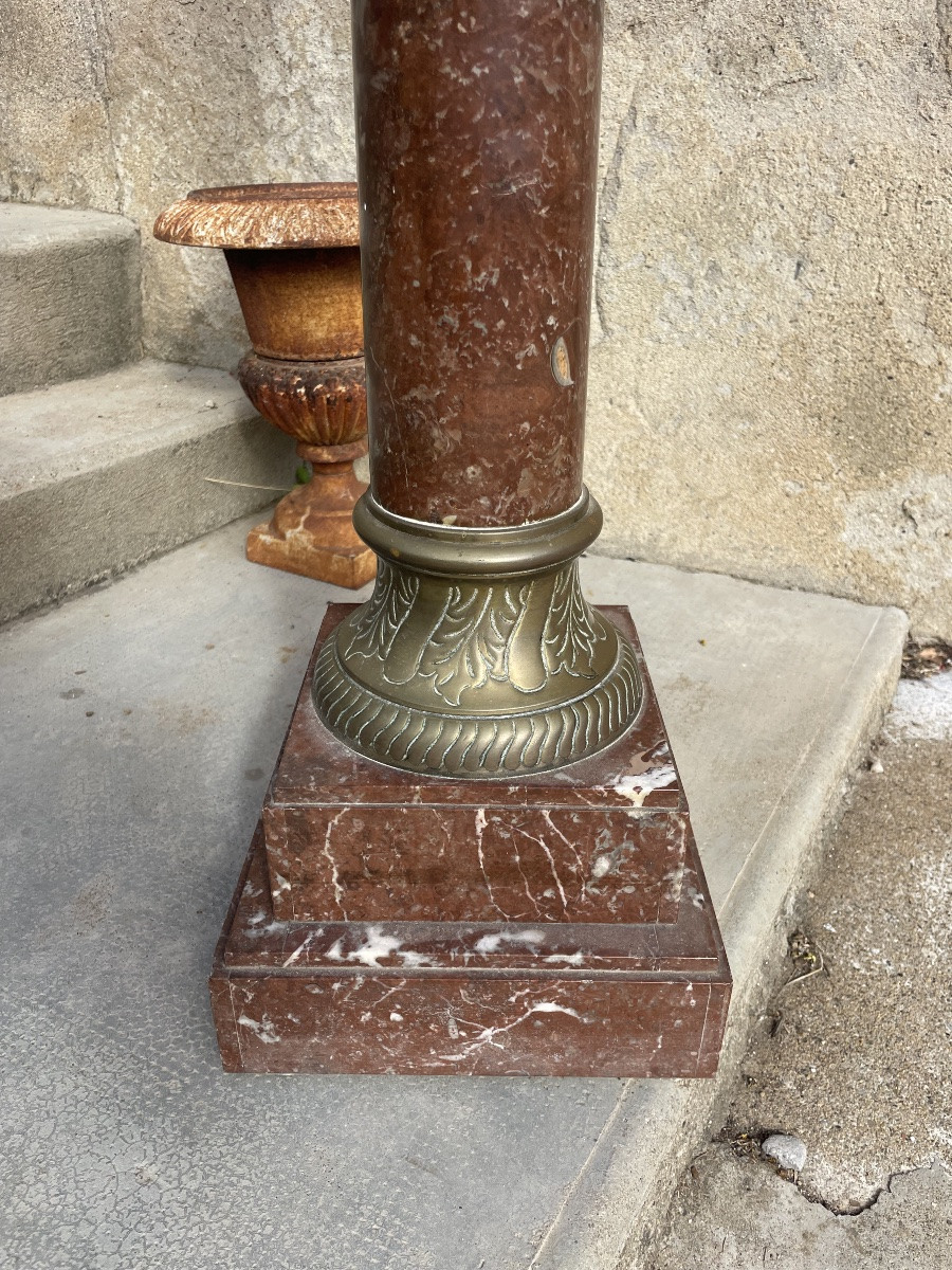 Colonne en marbre rouge du Languedoc D époque XIXÉM siècle -photo-3