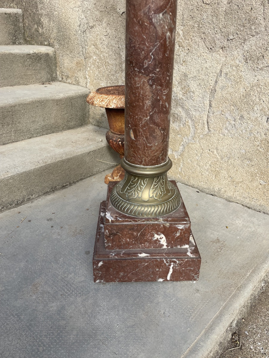 Colonne en marbre rouge du Languedoc D époque XIXÉM siècle -photo-6