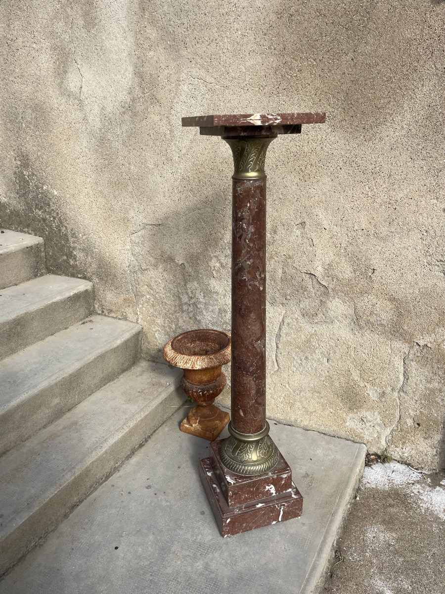 Colonne en marbre rouge du Languedoc D époque XIXÉM siècle -photo-8