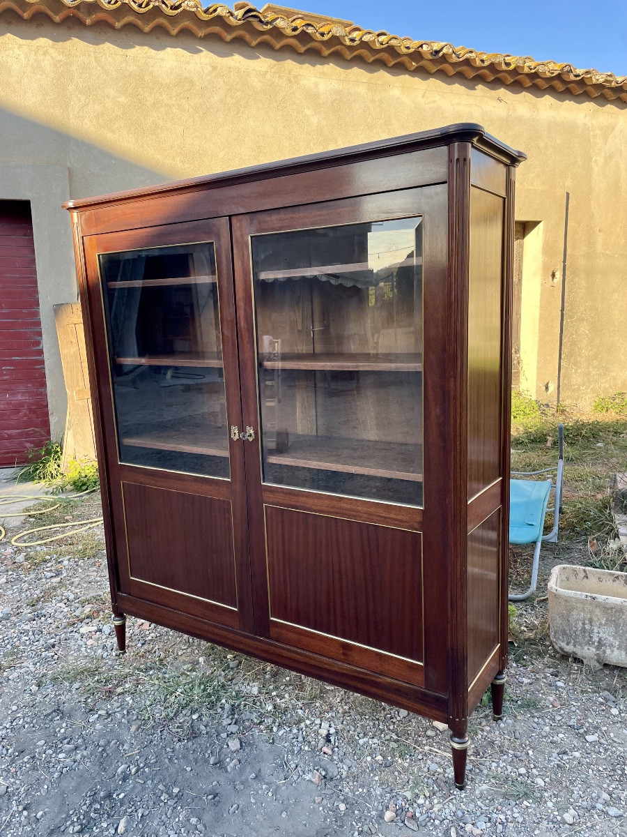 Louis XVI Mahogany Bookcase, Display Cabinet, 1900.-photo-8